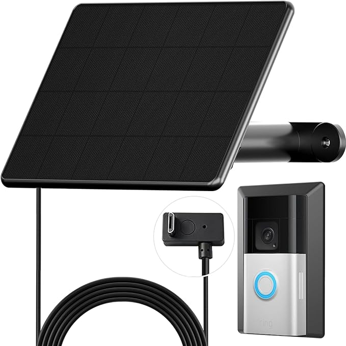 6W Solar Charger Compatible with Ring Video Doorbell (2020 Release), Micro USB Port Only, Not Compatible with the 2025 Type-C Interface doorbell