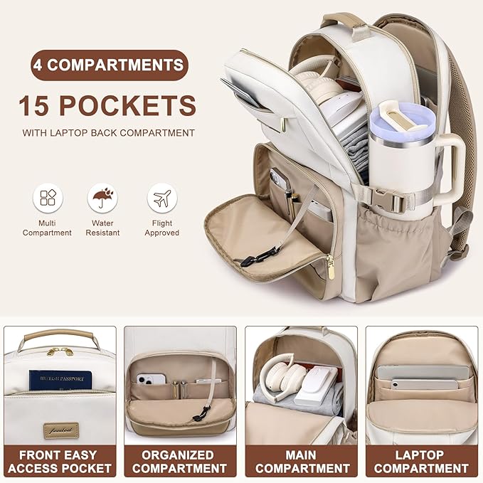 Focdod Laptop Backpack for Women Bookbag: 17 inch Work Backpacks with Pouch Pocket for Large Capacity Cup & USB Charger College Book Bag Travel Business Nurse Teacher Bookbags Anti-theft Back Pack