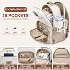 Focdod Laptop Backpack for Women Bookbag: 17 inch Work Backpacks with Pouch Pocket for Large Capacity Cup & USB Charger College Book Bag Travel Business Nurse Teacher Bookbags Anti-theft Back Pack
