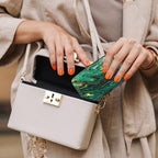 Credit Card Holder, Mini Aluminum Card Wallet RFID Blocking Slim Metal Hard Card Case for Women Men, Green Gold Marble