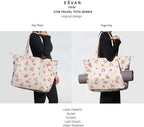 ESVAN Corduroy Yoga Tote Bag Gifts for Women Drawstring Yoga Mat Bag for Office Workout Travel Carryall Pilates Gym