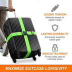 4 Pack Adjustable Luggage Straps for Suitcases – Secure Lock Travel Belts, 40''–78'' Fit, Easy Luggage Identification (Green)