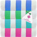 CASA COPENHAGEN Cabana Towel 4Pcs Multicolour Designer Stripe Beach Towels Gift Set, 30"x60" Oversized 100% Cotton Pool Bath Towel for Beach Gift Set (Perfect Summer Gift Set for Women & Men)