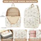 LOIDOU Backpack for Girls School Backpacks Bookbags for Elementary Middle School Women Laptop Backpacks (Bow Tie Brown, L-17)