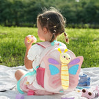 GAGAKU Kids Backpack with Leash for Girls Age 2-4, Cute 3D Butterfly Preschool Backpack, Lightweight Nylon Toddler Backpack for Kindergarten Travel School