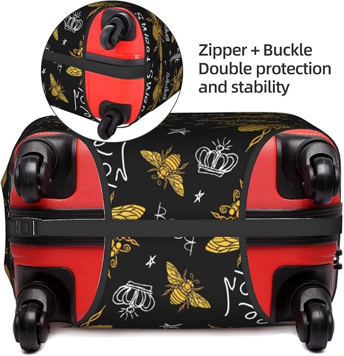 Travel Luggage Cover Suitcase Protector, Honey Bees Golden Luxury Thicker Washable Elastic Stretch Anti-scratch Luggage Sleeve with Concealed Zipper for Wheeled Suitcase Fits 29-32 Inch Luggage