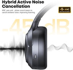 Hybrid Active Noise Cancelling Headphones 120H Long Playtime, 6 ENC Mic, Wireless Over-Ear Bluetooth 6.0 Headphones, Hi-Res Audio, Memory Foam Earcup, Transparency Mode ANC Headphone for Travel Office