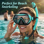Snorkeling Gear for Adults, JRing Snorkel Mask Set with 180 Degree Tempered Glass Anti Fog Goggles Scuba Dry Top Snorkel for Swimming, Scuba Diving Mask for Men Women