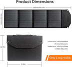 40W 18V Foldable Portable Solar Charging Panel,for Portable Power Station and USB Devices,3 Outputs Type-C/USB QC3.0/DC for Multi Devices,High Conversion Efficiency.,Black,SFZD-40