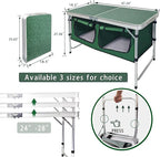 CampLand Outdoor Folding Table Aluminum Lightweight Height Adjustable with Storage Organizer for BBQ, Party, Camping