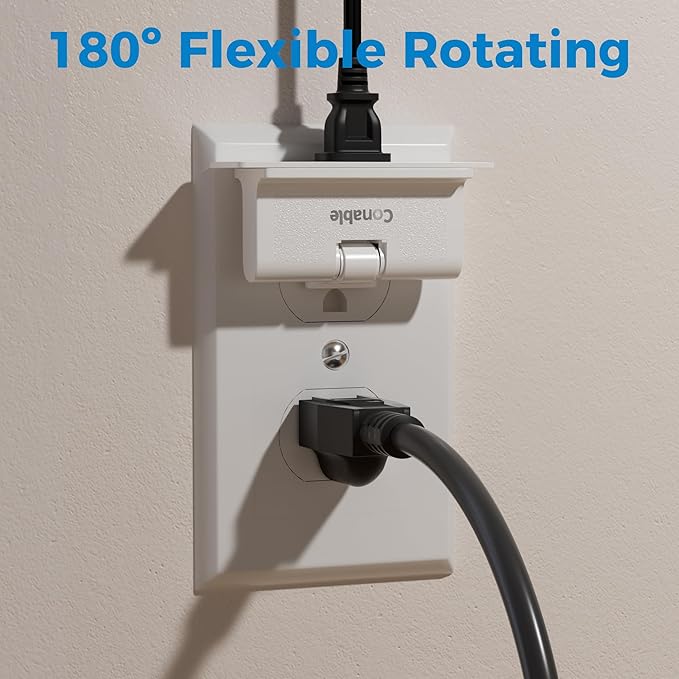 3 Outlets 2 Prong Polarized Lateral Swivel Wall Tap Adapter, 180 Degree Swivel Wall Tap, 2-Prong to 2-Prong Triple Outlet Converter, Wall Tap, Travel Essentials, Polarized, ETL Listed, 2 Pack