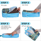 PFEYRPK Lightweight Compression Packing Cubes for Suitcases, Compressible Expandable Travel Packing Organizer with Clear Toiletries and Backpack Bag, Travel Essentials for Carry on Luggage 7 Set