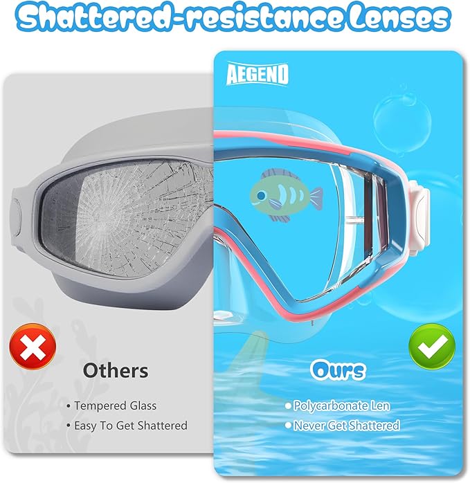 Aegend Snorkeling Gear for Adults Youth Kids, Snorkel Mask with Top Dry Valve - Panoramic View Anti-Leak and Anti-Fog with Mesh Bag for Snorkeling, Scuba Diving, Freediving & Swimming