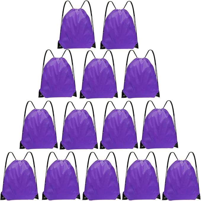 Grneric Drawstring Bags Bulk 14 Pcs Drawstring Backpack Bulk Cinch Bag Sackpack for Men Women Gym (Purple)