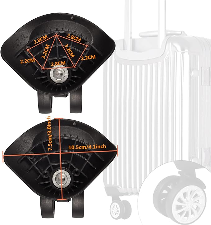 Dilwe Replacement Luggage Wheels, 2 Pcs Suitcase Wheels Swivel Luggage Mute Wheel with Screw for Repair Replacement