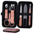 HANTEKAS Manicure Set Nail Clippers Kit 6 Pieces in 1 Stainless Steel Professional Grooming Nail Care Tools Including Nano Glass Nail Shiner Buffer File Gift for Men Husband Boyfriend Parents Women
