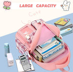 PRLINJSK Girls Backpack，Cute School Backpack for Girls Kids Teens，Kawaii Bookbag for Primary Elementary， Blue