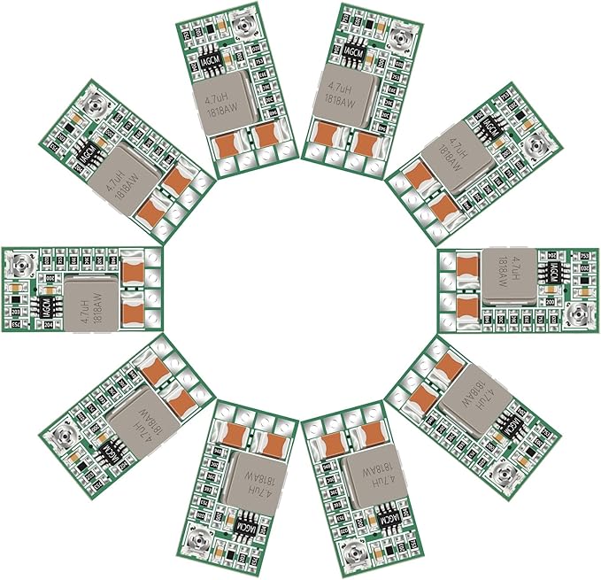 DROK Buck Converter 12V to 5V 10pcs, Mini DC Adjustable Voltage Regulator 4.5-24V to 5V, Step Down Converter 3A