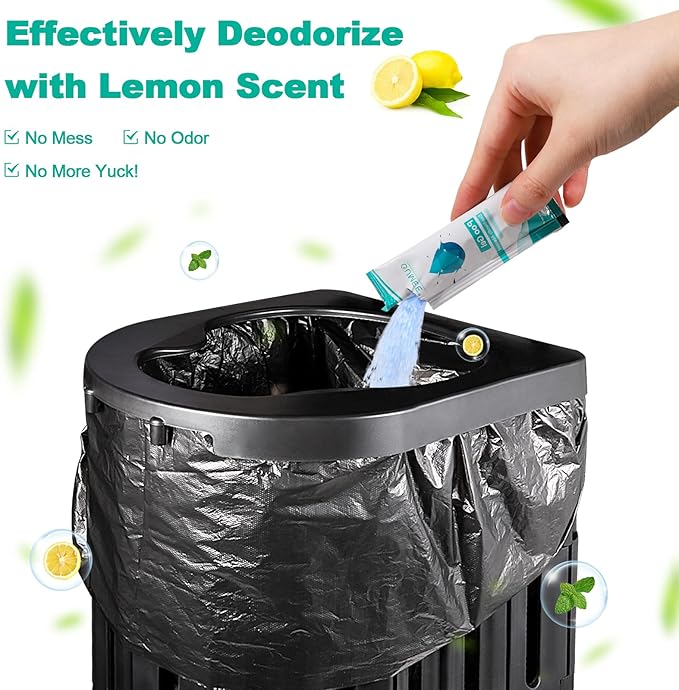 Lemon Portable Toilet Gel, Poo Gel for Potty, Camping Toilet Powder for Bucket, Eco Absorbent Gelling, Portable Urine Packets for Outdoor Recreation Supplies(50)