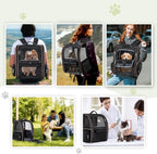 Large Cat Backpack Carrier Expandable Pet Carrier Backpack for Small Dogs Medium Cats Fit Up to 18 Lbs, Dog Backpack Carrier, Foldable Puppy Backpack Carrier for Travel, Black