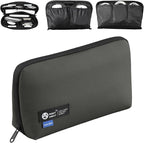 RIGHT AWAY Travel Tech Pouch，Waterproof Cord Case，Electronics Organizer Travel Case，Cable Organizer Storage Bag For Phone, Charger, Accessories(Dark Green)