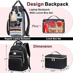 Weitars Lunch Backpack for Women,15.6 Inch Laptop Backpacks Travel Backpack for Women,Work Back pack,Teacher Nurse Back pack Insulated Lunchbox Backpacks