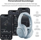 TOZO Hybrid Active Noise Cancelling Headphones, Wireless Over Ear Bluetooth Headset, 60H Playtime, Hi-Res Audio Custom EQ via App Deep Bass Comfort Fit Ear Cups, for Home Office Travel Blue