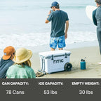 RTIC 52 Quart Ultra-Light Wheeled Hard Cooler Insulated Portable Ice Chest Box for Beach, Drink, Beverage, Camping, Picnic, Fishing, Boat, Barbecue, 30% Lighter Than Rotomolded Coolers