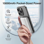 AOGUERBE for MagSafe Portable Charger, 10000mAh Magnetic Power Bank 22.5W Fast Charging, Mini Battery Pack Wireless with LED Display&Foldable Stand for iPhone 17/16/15/14/13/12 Series (Polar White)