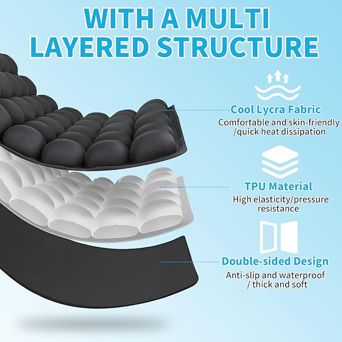 Press Type Inflatable Travel Cushion Airplane Seat Cushion, Built-in Air Pump Portable Airplane Seat Cushion for Long Flights, Car, Office, Wheelchair