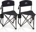 2 Pack Folding Camping Tripod Stool with Backrest & Cup Holder, Lightweight Portable Outdoor Chairs for Adults, Compact 3-Leg Seat for Fishing, Hunting, Hiking & Travel w/Bag - Black