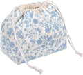 Gosect Large Makeup Bag, Cute Drawstring Cosmetic Bag with Canvas Lining, Floral Coquette Aesthetic Toiletry Bag, Travel Make Up Organizer Bag for Women and Girl (Blue Flower)