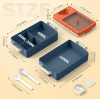 Sitlais Bento Box Adult Lunch Box, 2-Layer Stackable Container with Utensils & Insulated Bag, 67oz Large Capacity, Leakproof, Microwave Safe, BPA-Free for Work, Gym & Outdoor (Orange & Blue)