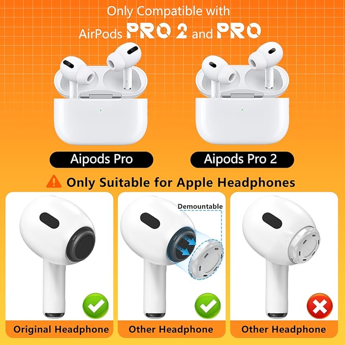 Inesore 4 Pairs Replacement Ear Tips for AirPods Pro 2nd/1st Generation with Portable Storage Box & Cleaner Pen,Noise Reduction Holewith & Built-in dust Guard Screen,Silicone EarTips(White)