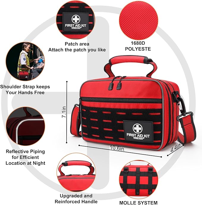 VRIEXSD Premium 450 Piece Large First Aid Kit for Home, Travel, Camping, Car, Hiking & Outdoor Emergencies - Emergency Medical Kits, Home & Businesses Medical Supplies