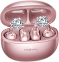 Kinglucky Clip-On Open Ear Earbuds with Detachable Diamond Earrings, Bluetooth 5.4 Open Ear Wireless Headphones for Women, 40H Playtime, Comfortable Small-Ear Fit, Rose Gold