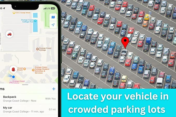 Unlimited Range GPS Tracking Device Item Locator for Car, Purse, Pet, Key Work with Apple Findmy No 3rd App Needed (White)