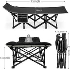 Fragess Portable Camping Cot, Sleeping Cots for Adults, 28" Extra Wide Heavy Duty Folding Cot Max Load 600LBS with Thick Mattress, Portable Camping Bed for Outdoor Camp/Office, Home Nap (Black)