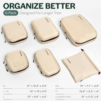 Aerotrunk Ultralight Compression Packing Cubes - Lightweight Travel Organizers for Suitcases and Luggage (6-Pack, Beige)