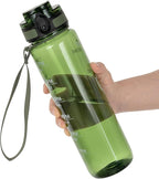 OLDLEY Water Bottle 32oz, Durable and Leakproof Water Bottles Motivational with Time Marker,Tritan,BPA Free, Gym,Travel, Home,School,Office, Anniversary Birthday Gifts for Men Women,Olive (1 Bottle)