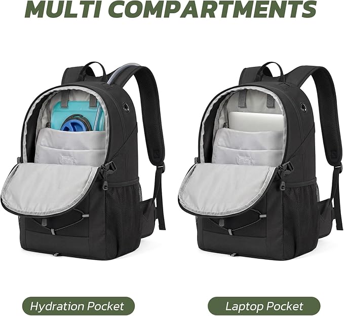TILYMOL Hiking Travel Backpack for Men Women 25L - Small Lightweight Waterproof Outdoor Camping Backpack/Day Pack, Hiking Daypack with Hydration System for Hiking, Travel, Sports, Running, Biking