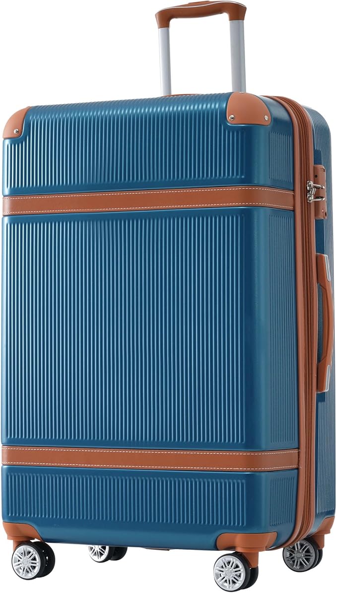 3 Piece Hardshell Luggage Sets 20"+24''+28" Expandable Hardside Luggages Spinner Suitcase with Spinner Wheels & TSA Lock,Lightweight Luggage Sets For Women Men Outdoor Travel Blue