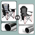 Colegence Oversized Folding Camping Chairs - 450 LBS Support Heavy Duty Camp Chair with Padded Cushion, Portable Outside Chairs with Carry Bag，Cooler, Cup Holder for Outdoor, Lawn, Sports - Black