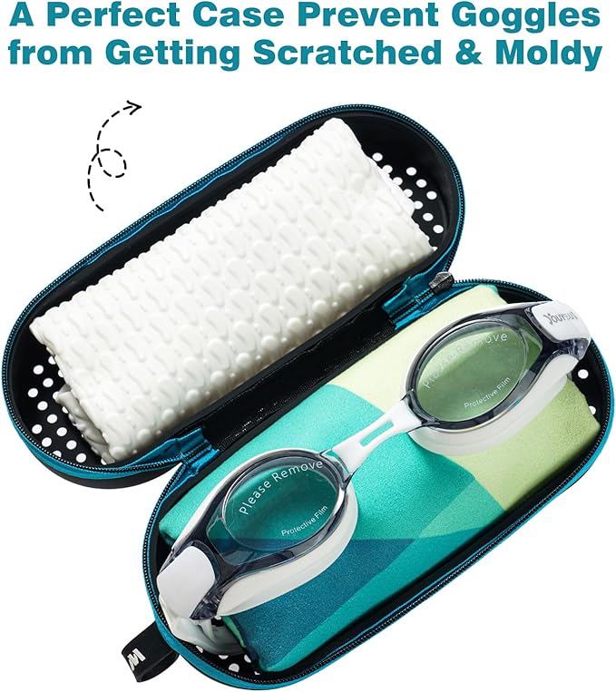 Swim Goggle Case For Swimming Goggles, Swimmer Gifts for Kids Teens Adults, Silicone Cases with Drain Hole