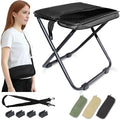 COMELY Camping Stool Portable Chair: All-Terrain Folding Carrying Pocket Stool, 4 Anti-Sink Feet, 270Lbs Capacity & 3s Setup. 5000 Cycle Tested for Rugged Sites, Camping, Fishing, Travel, Black.