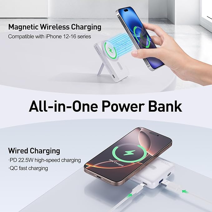 2026 Latest Magnetic Wireless Portable Charger Power Bank - 10000mAh 22.5W PD Fast Max Charging with Built-in LED Display, Magnetic Battery Pack for iPhone 17/16/15/14/13/12/Pro/Mini/Pro Max