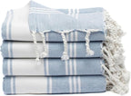 Cotton Turkish Beach Towel with Towels Oversized 36"x72" Pool Absorbent Extra Large Quick Dry Sand Travel Towel (Sky Blue, 4 Pack)