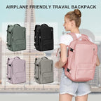 WONHOX Large Travel Backpack Women, Carry On Backpack,Hiking Backpack Waterproof Outdoor Sports Rucksack Casual Daypack with USB Charging Port Shoes Compartment,Pink…