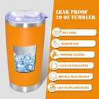 20 oz Tumbler with lid Double Wall Vacuum Insulated Tumblers Stainless Steel Coffee Mug Travel Coffee Tumbler Powder Coated Tumbler Cup Keep Hot&Cold - (Orange 12 Pack)
