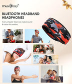 MUSICOZY Sleep Headphones Bluetooth 5.4 Headband, Wireless Earphones Music Sleep Earbuds Sleeping Eye Mask with HD Stereo Speakers for Workout Running Travel Yoga, Ideal Gifts (Black Red)
